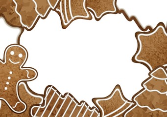 Christmas gingerbread picture and text frame vector illustration