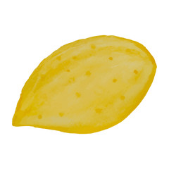 Isolated lemon yellow painted watercolor.