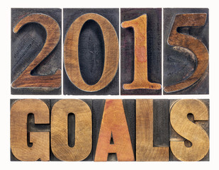 2015 goals in letterpress wood type