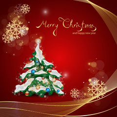 Fototapeta na wymiar Christmas Tree Background - Vector Illustration