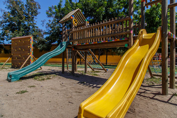 detail of Colorful children playground in the park