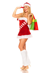 Santa Claus girl with purchases