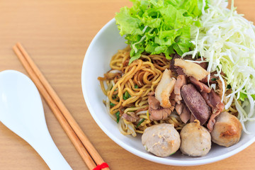 noodle with beef and meatball(Thai food)