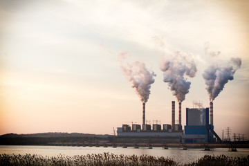 Smoke from chimney of power plant station