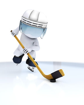 3D Morph Man playing ice hockey