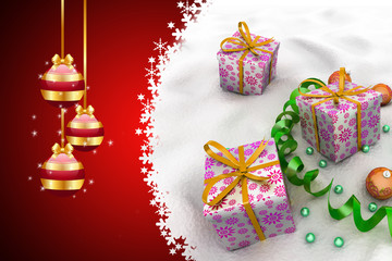 Christmas  gift box with bubbles