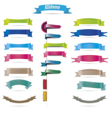 Collection of colorful ribbons, isolated, illustration