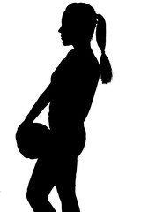 Black Contrasty Silhouette of Caucasian Professional Volleyball