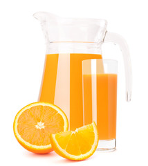 Orange fruit juice in glass jug