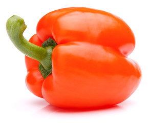 Orange sweet bell pepper isolated on white background cutout