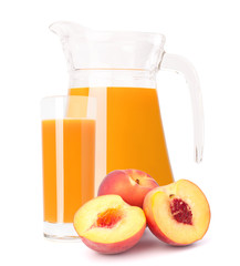 Peach fruit juice in glass jug