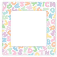 Alphabet Frame, pastel tint multicolor letter border, copy space