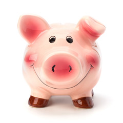 Lucky piggy bank isolated on white background