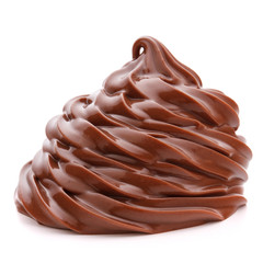 Chocolate cream swirl isolated on white background cutout
