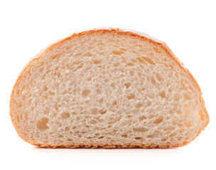 Hunk or slice of fresh white bread isolated on white background