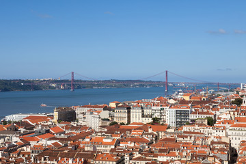 Fototapeta na wymiar View Of Lisbon City Against Blue Sky