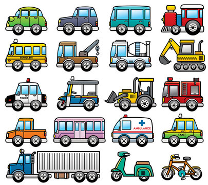 Vector Illustration of cartoon Car set