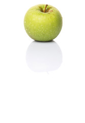 Green apple over white background
