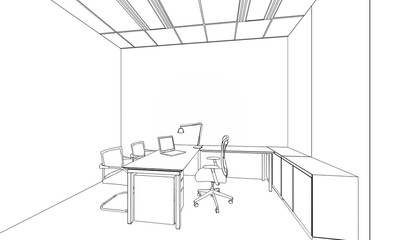 Fototapeta na wymiar outline sketch of a interior
