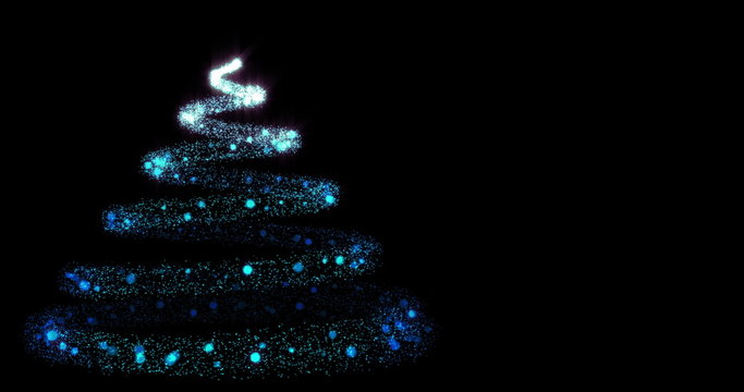 Glowing particles with trail forming christmas tree 4K