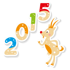Cute Christmas Goat with 2015 number