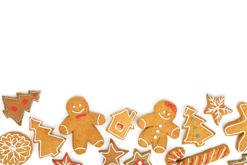 Homemade various christmas gingerbread cookies