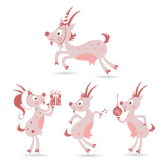 Obraz na płótnie Canvas set of cute Christmas goats