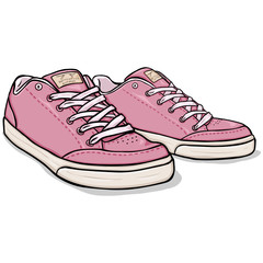 Vector Cartoon Pink Skaters Shoes