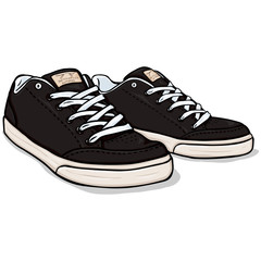 Vector Cartoon Black Skaters Shoes