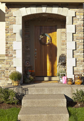 Front door entranceand decorations.