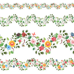 floral set seamless borders for your design