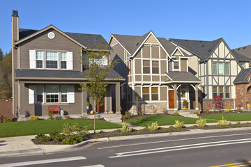 Fototapeta na wymiar Row of new homes in Willsonville Oregon.