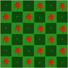 Red Bow in Green and Dark Green Chess Board
