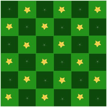 Golden Stars in Green and Dark Green Chess Board