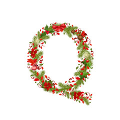 christmas floral tree letter Q