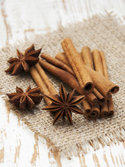 Star anis and cinnamon stick