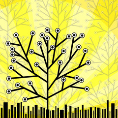 tree designs vector on yellow card