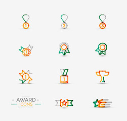 Award icon set, Logo collection