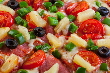 Fresh baked pizza hawaii