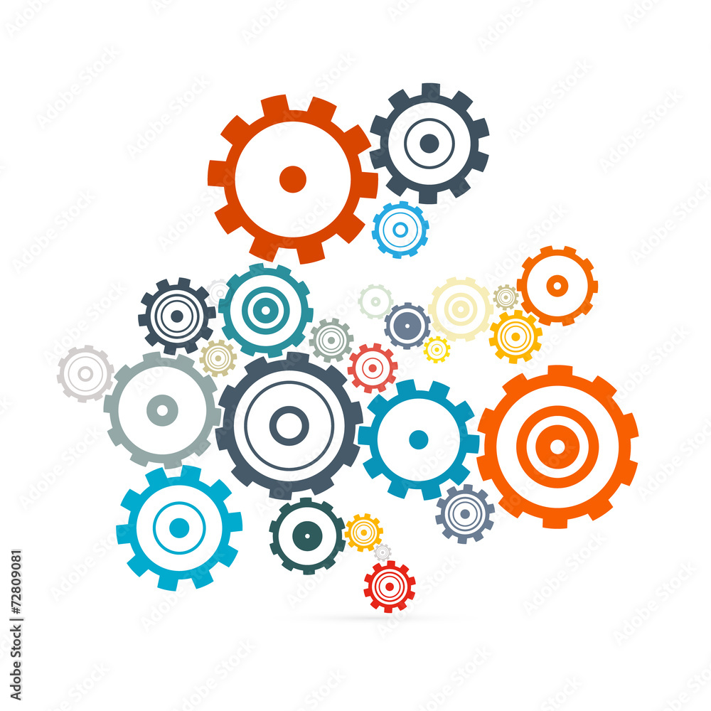 Aufkleber abstract vector cogs - gears on grey background