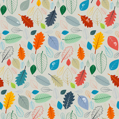 Seamless Pattern - Vector Autumn Leaves Illustration