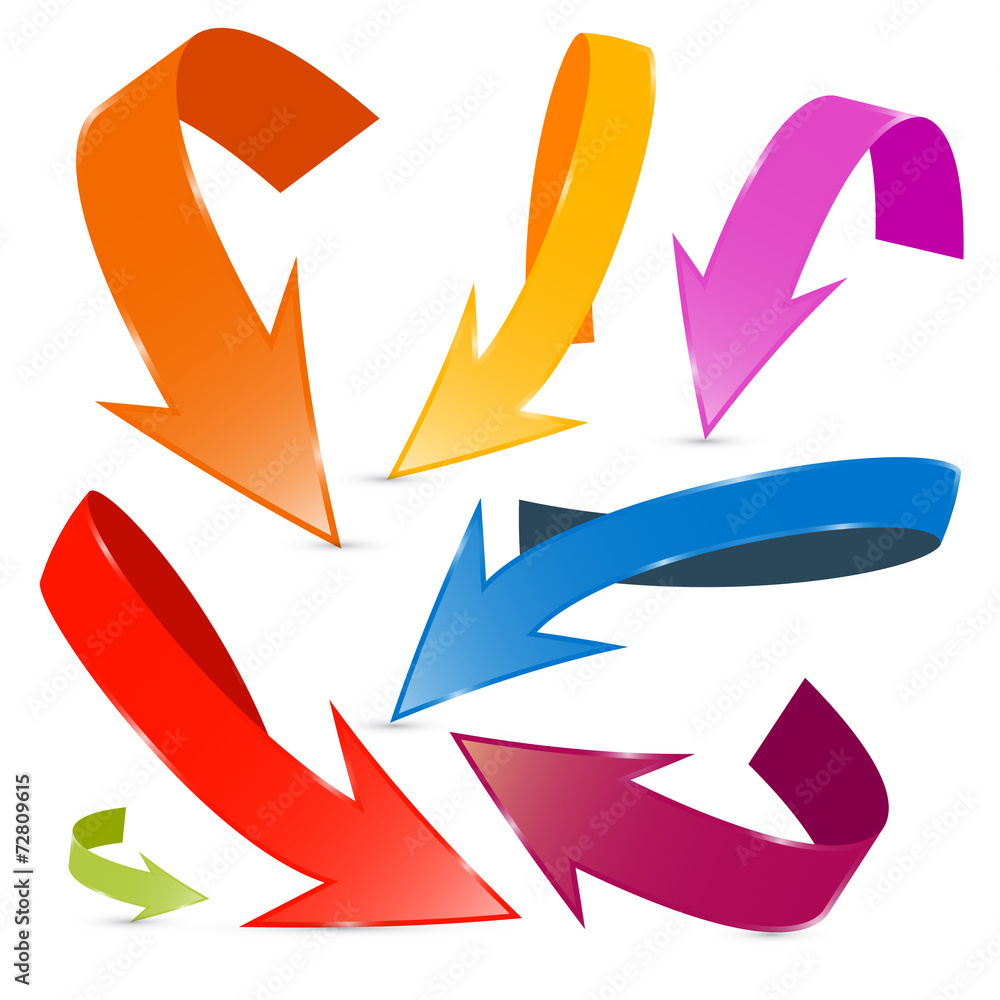 Poster 3d vector colorful arrows set isolated on white background