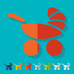 Flat design: baby buggy