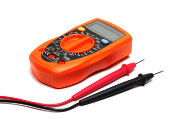 orange multimeter on a white background