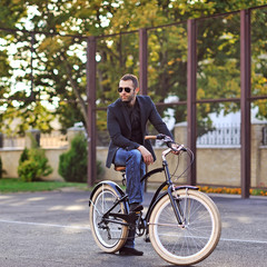 Man on a vintage bike - outdoor
