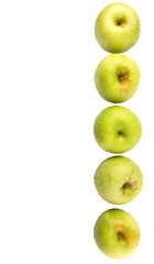 A group of green apples over white background