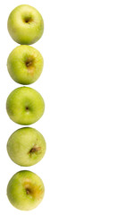 A group of green apples over white background
