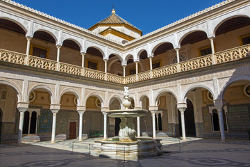Fototapeta na wymiar Seville - The Courtyard of Casa de Pilatos.