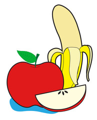 Banana and Apple Vector