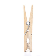 Wooden clothespin. All on white background,